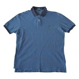 Polo Ralph Lauren Blue Striped Polo Shirt Mens XL